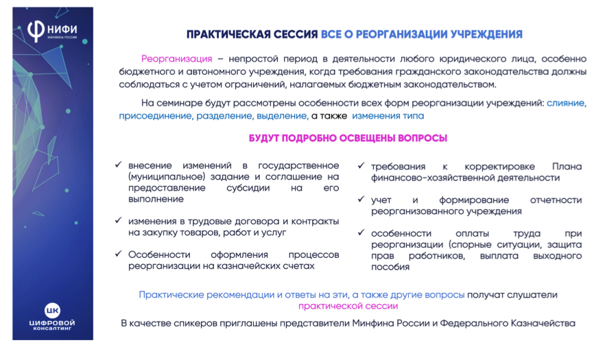 Программа реорганизации. Программа реорганизации